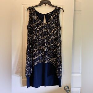 SLNY Navy & Gold Glitter Sleeveless Cocktail Dress, Women’s Size 12, New